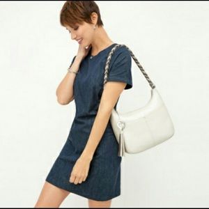 Brighton Barbados Ziptop Hobo Shoulder Bag Purse Zinc Pearl Pebble